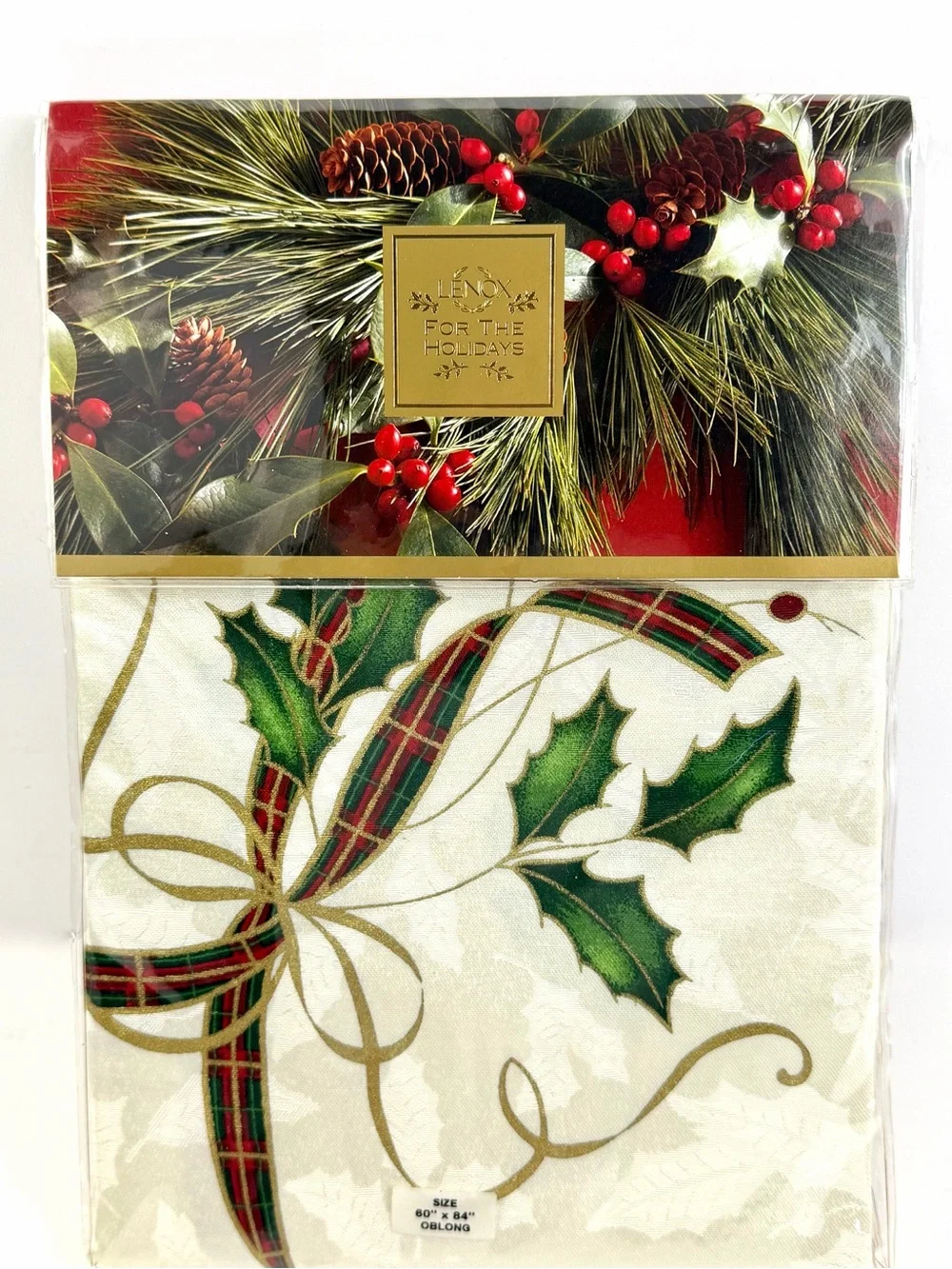 Lenox Holiday Nouveau Christmas Tablecloth 60x84 Oblong NIP
